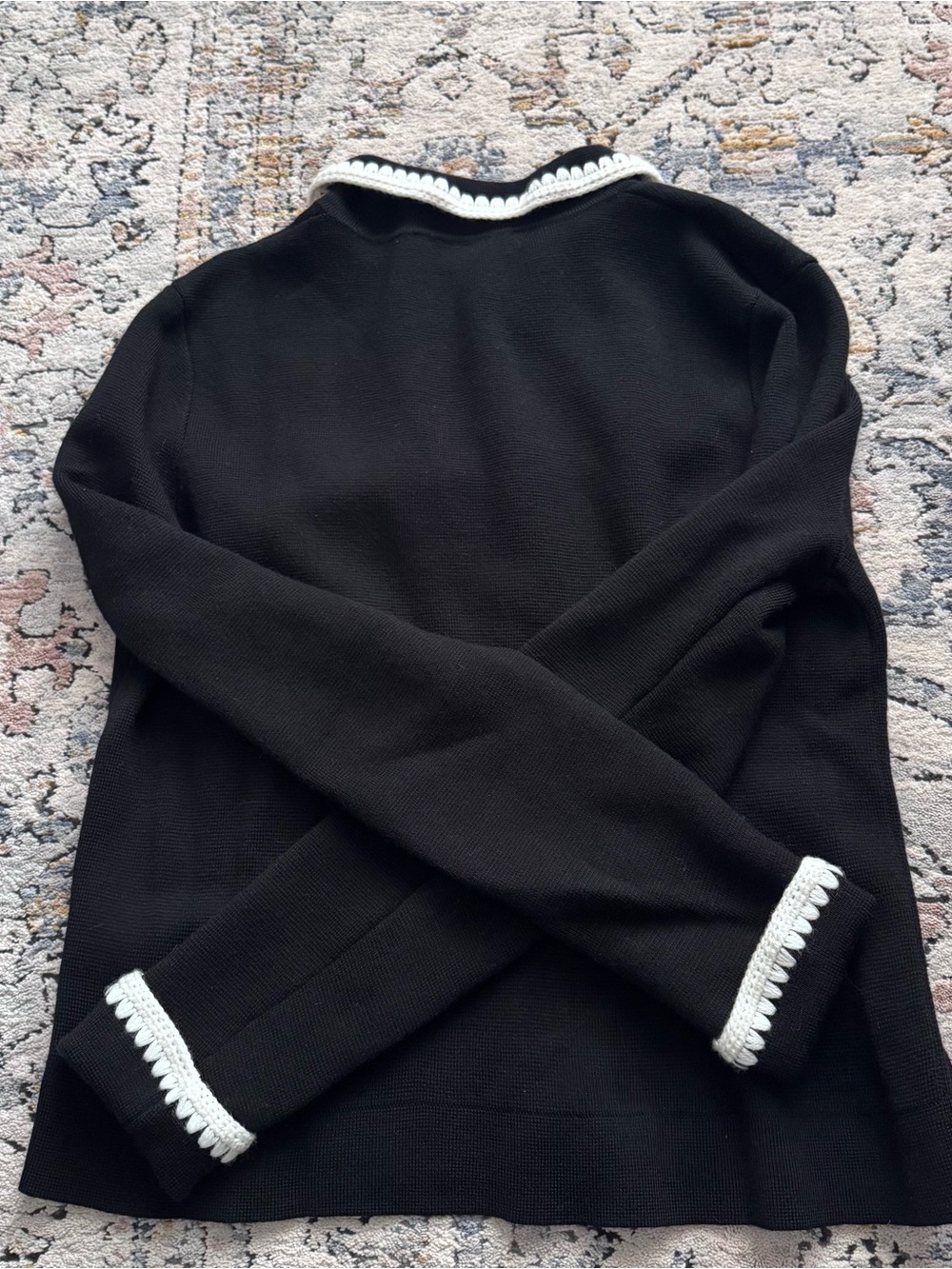 Sézane Betty Black/Ecru Crochet Cardigan, XXS - Picture 4 of 7